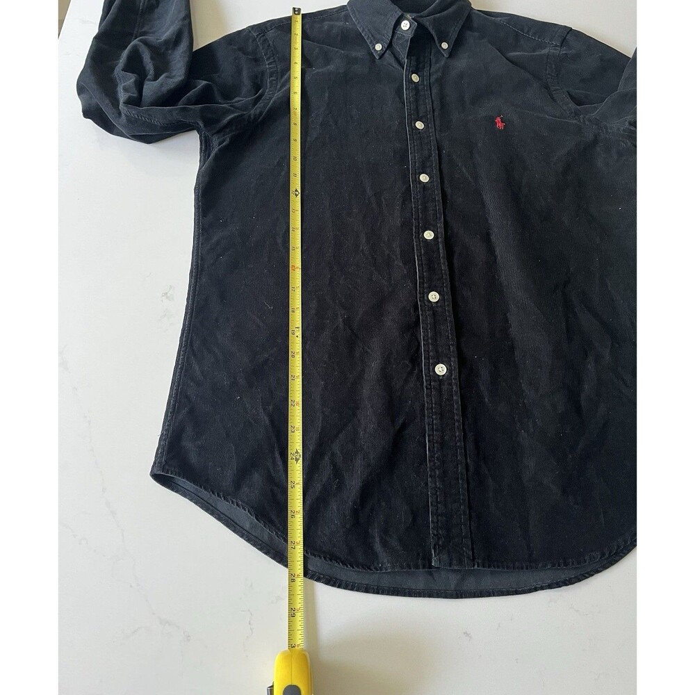 Polo Ralph Lauren Black Corduroy Button-Down Shirt Red Logo Long Sleeve Small - Picture 7 of 7